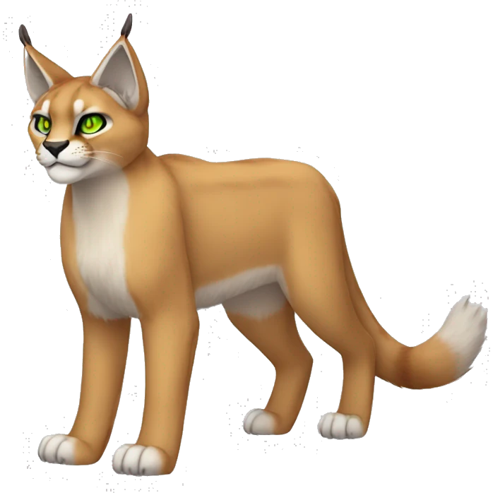 Lynx-Caracal-Fakemon-hybrid with orange points, green eyes brown toes, and short tail, full body emoji