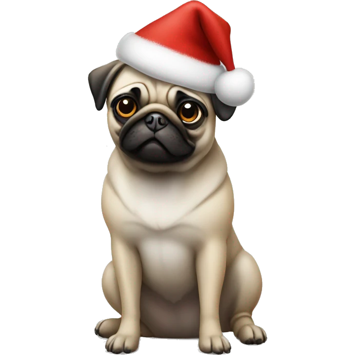 Pug in santas hat emoji