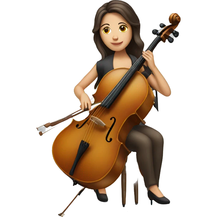white brunette woman playing cello emoji