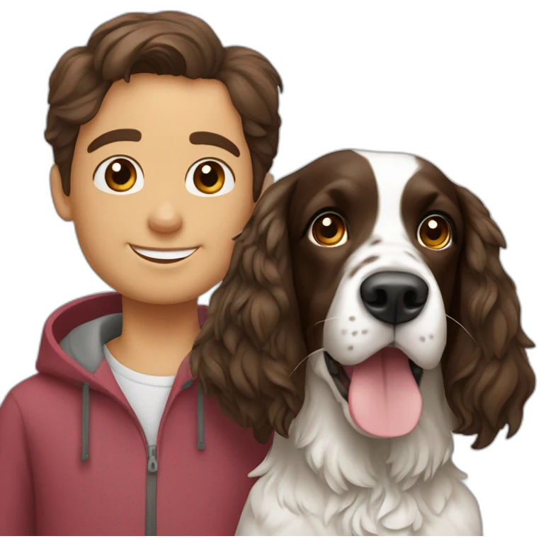 1 Springer spaniel with man and girl emoji