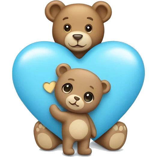 light blue heart with teddy bear emoji
