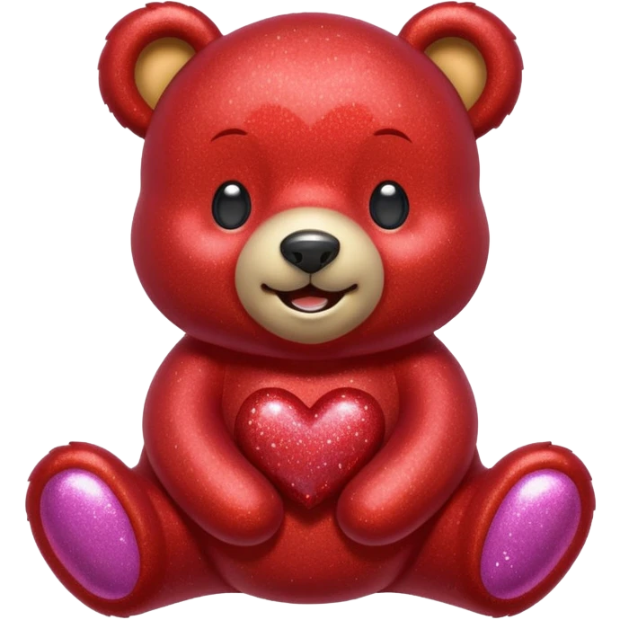 red glitter sweet bear Happy  emoji