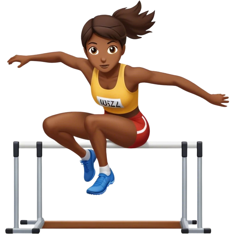 Brunette Hurdler going over hurdle emoji