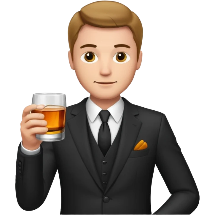 man with glass wearing suit emoji