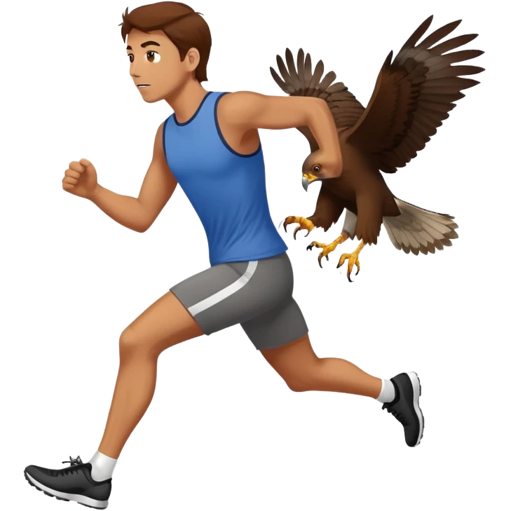 hawk chasing small man emoji