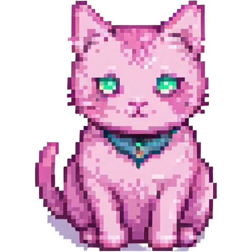 pink cat pixel art emoji