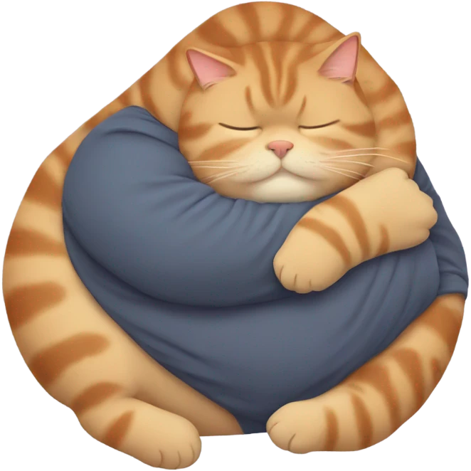 fat cat sleeping on baxters arm emoji