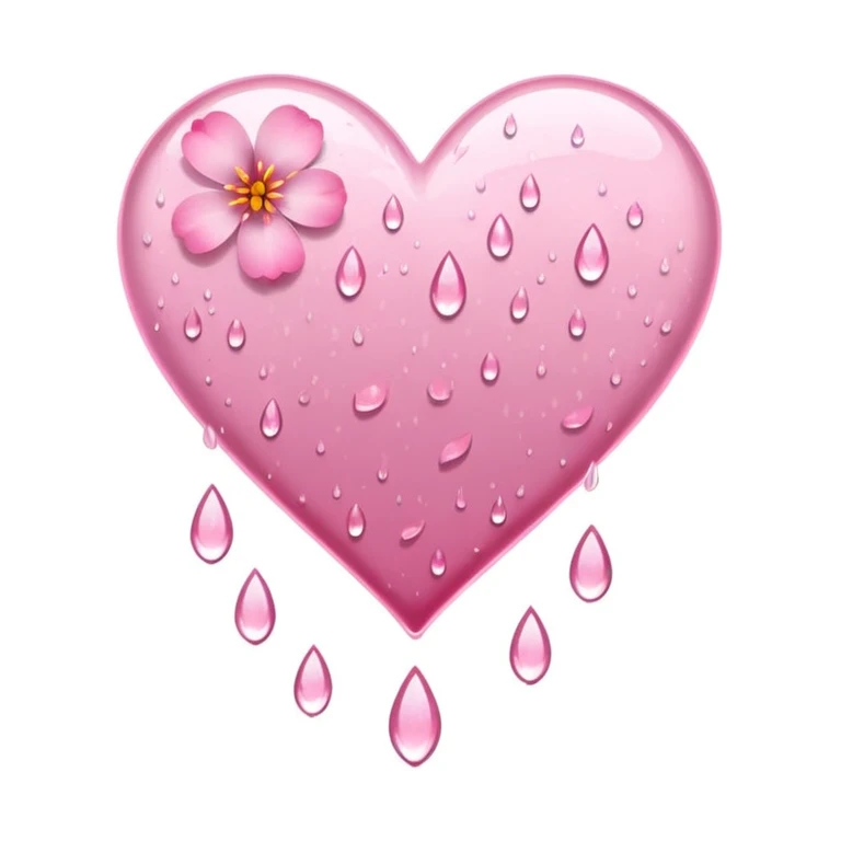 sakura heart with a gentle rain emoji