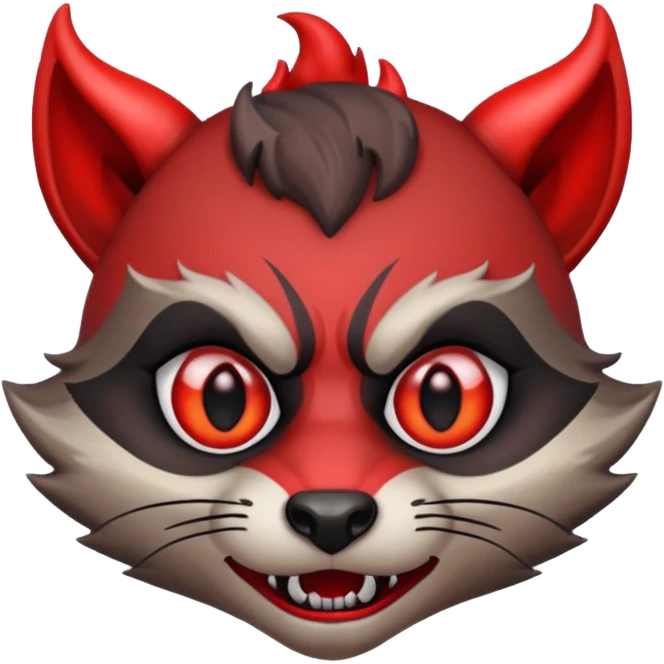  raccoon devil hybrid face emoji