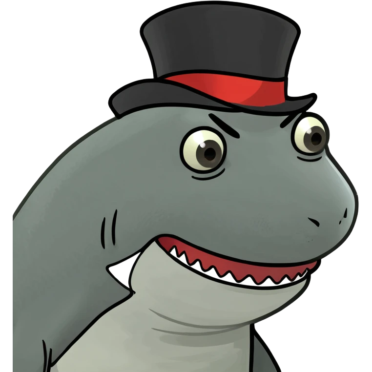 Shark with a top hat emoji