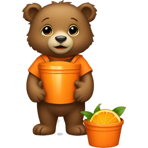 Baby bear and orange bucke emoji