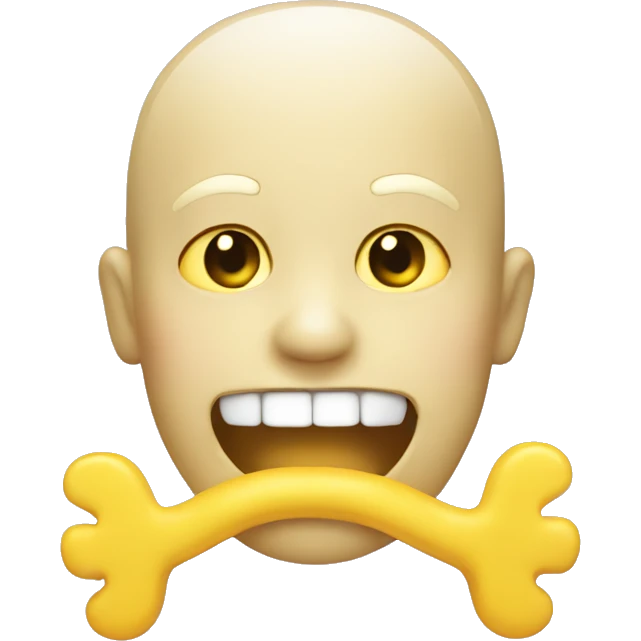 Smiling face with yellow bone in mouth emoji