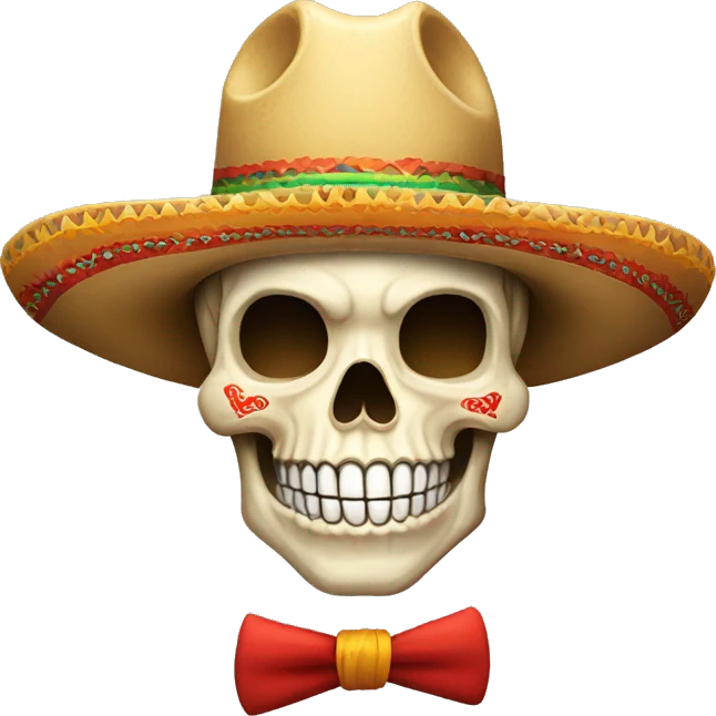 Draw a skull emoji with a Mexican hat laughing emoji