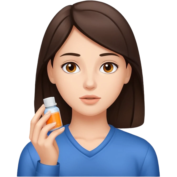 Young brunette taking Adderall emoji
