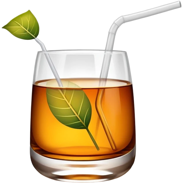 whisky glass with a straw and a klee leaf emoji