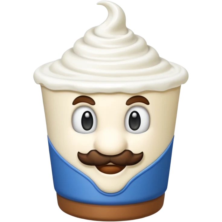 genera un'emoji di super mario arrabbiato con un vasetto di yogurt emoji