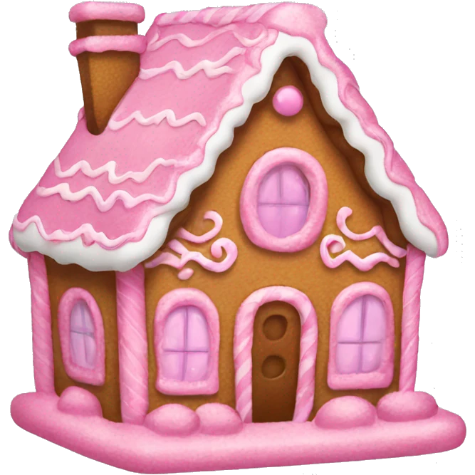 A pink gingerbread house emoji