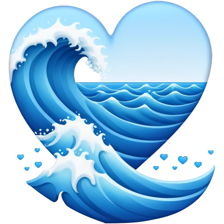 Sea wave in 3d heart emoji