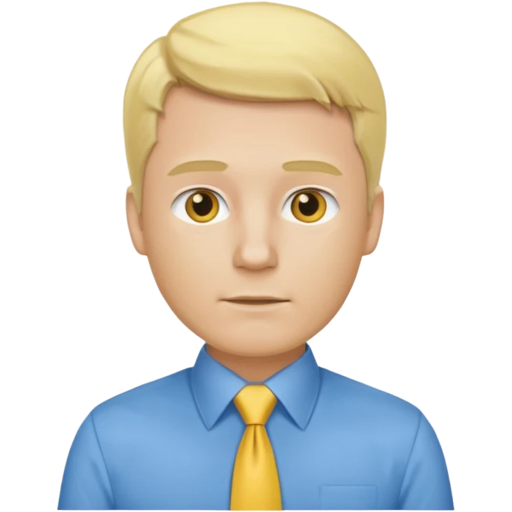 consulting man with hand with white skin and blonde hair with blue shirt and yellow tie emoji
