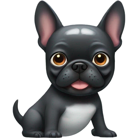 Black Frenchie wearing shark costume emoji