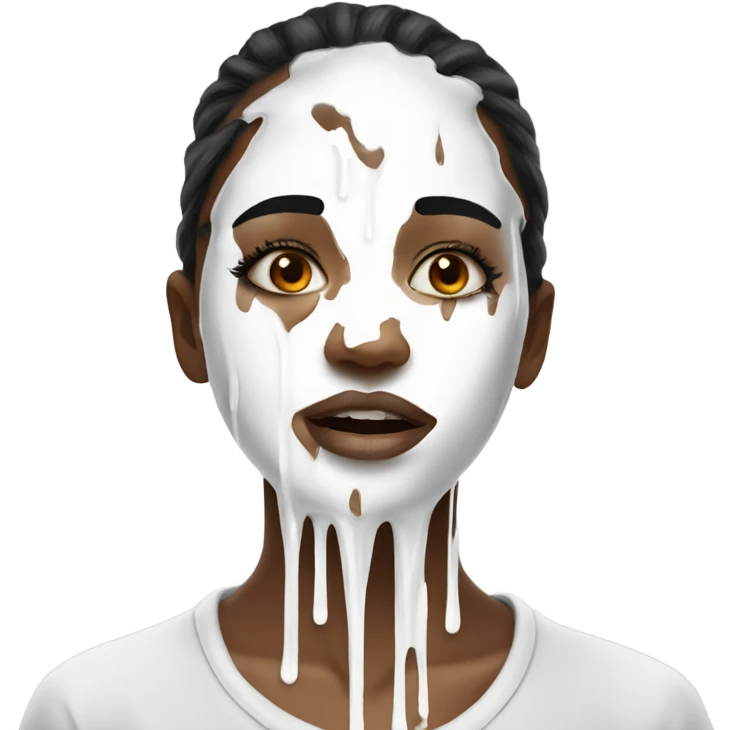 girl with white paint dripping their face the mouth emoji