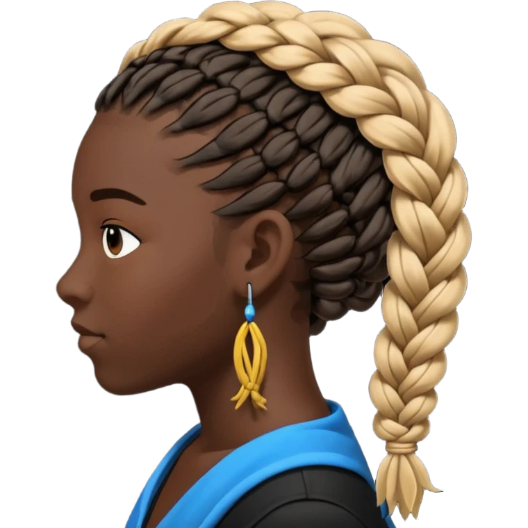 silhouette of a head with braided dreadlocks emoji
