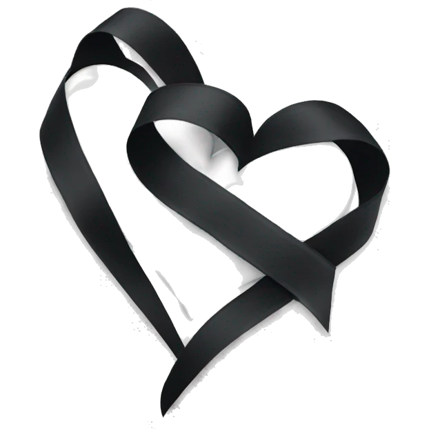 White heart black ribbon emoji
