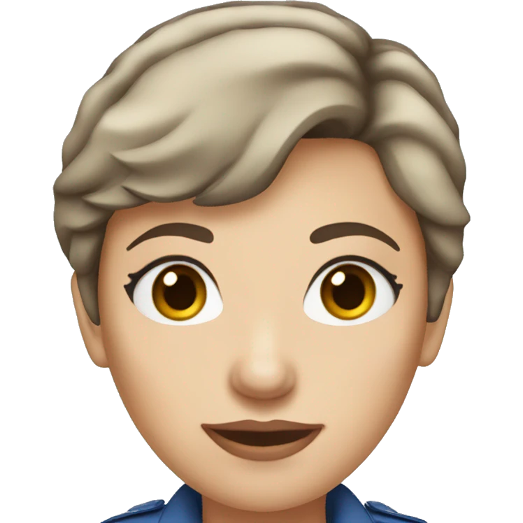 White Air Force woman with short brown hair and blue eyes emoji