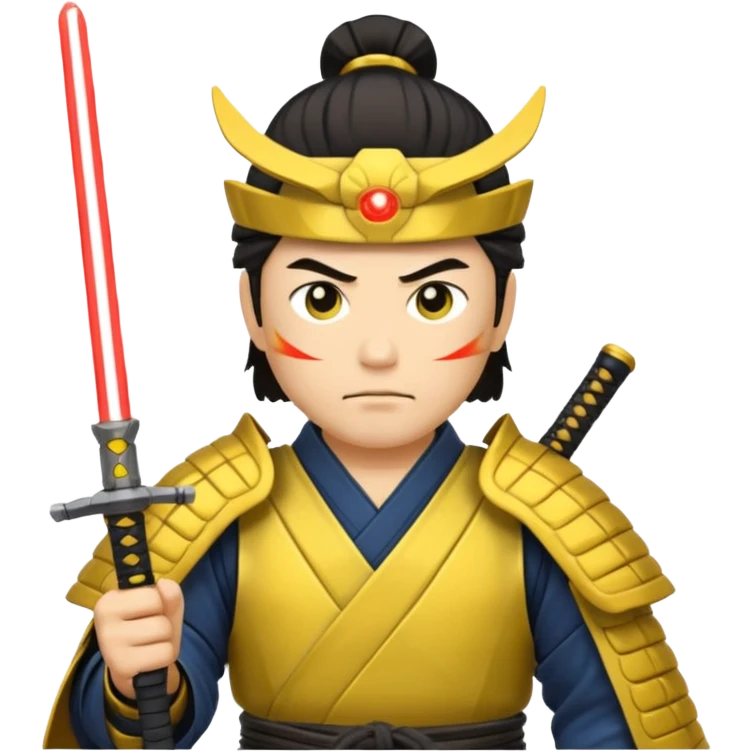 samurai with laser sword, yellow emoji