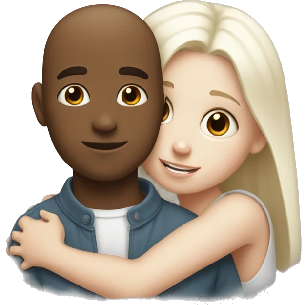 Little white sister hugging big white brother emoji