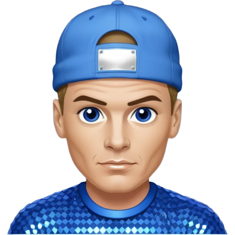 Vanilla Ice with dark blonde hair, blue sequin outfit emoji