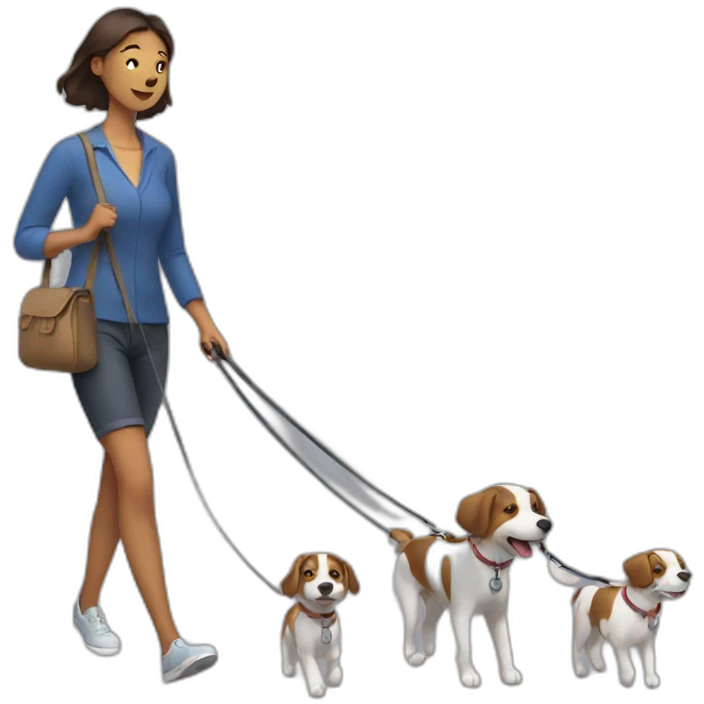 Woman walking two dogs on leashes emoji