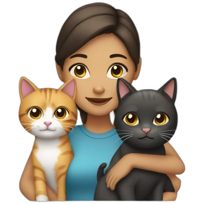 Girl with two cats emoji