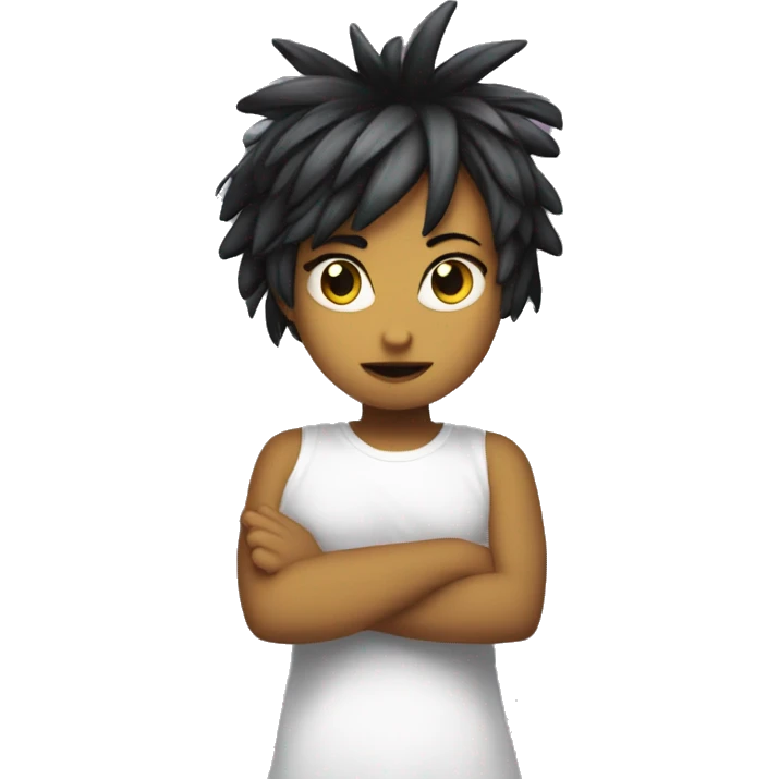 Lili, exiled punk angel, defiantly hides her wings. emoji