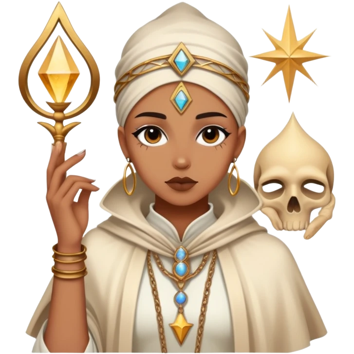 Spiritual tarot card with fashion elements, personal style oracle, mystical wardrobe symbol emoji