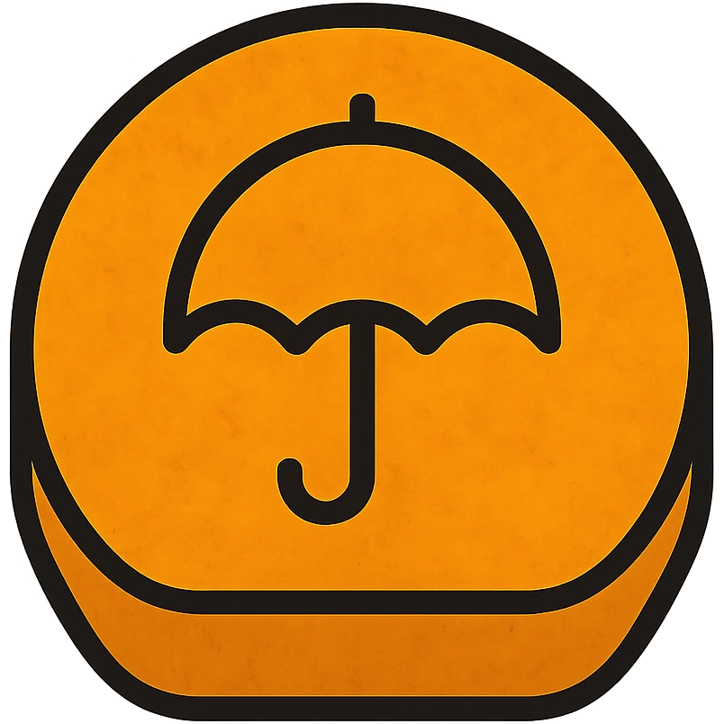 dalgona candy with umbrella shape, playful icon emoji