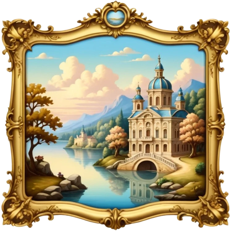 highly detailed vintage rococo scenic painting emoji