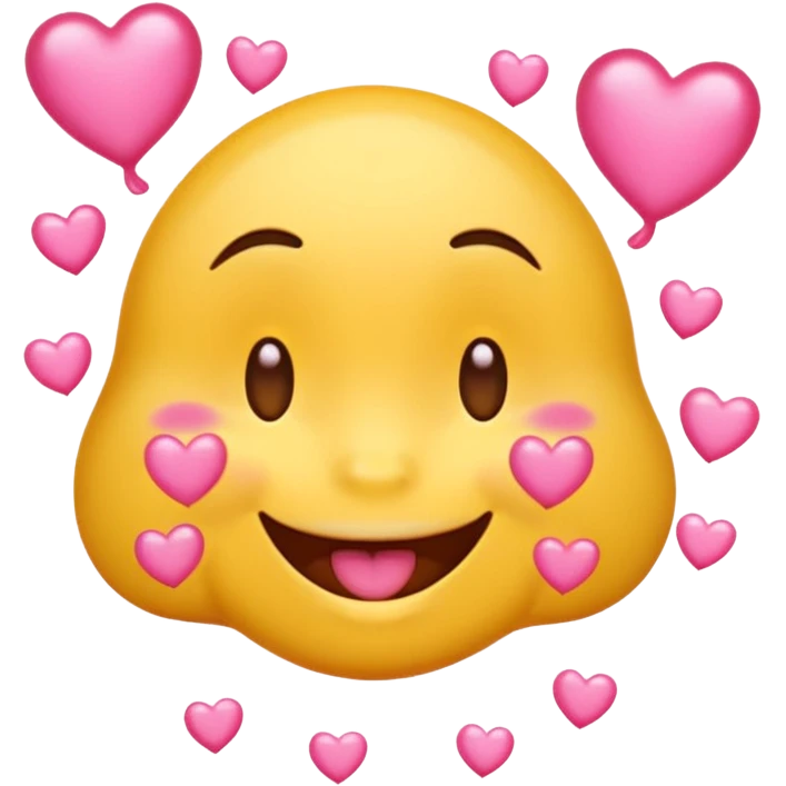 
A drooling, love-struck yellow one face emoji with floating pink hearts emoji