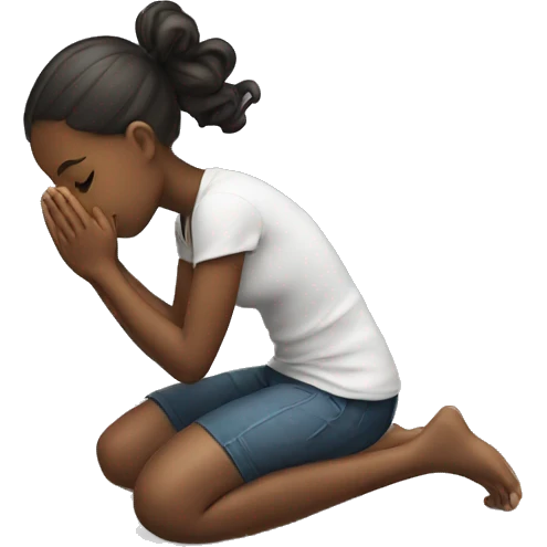 girl on her knees praying emoji