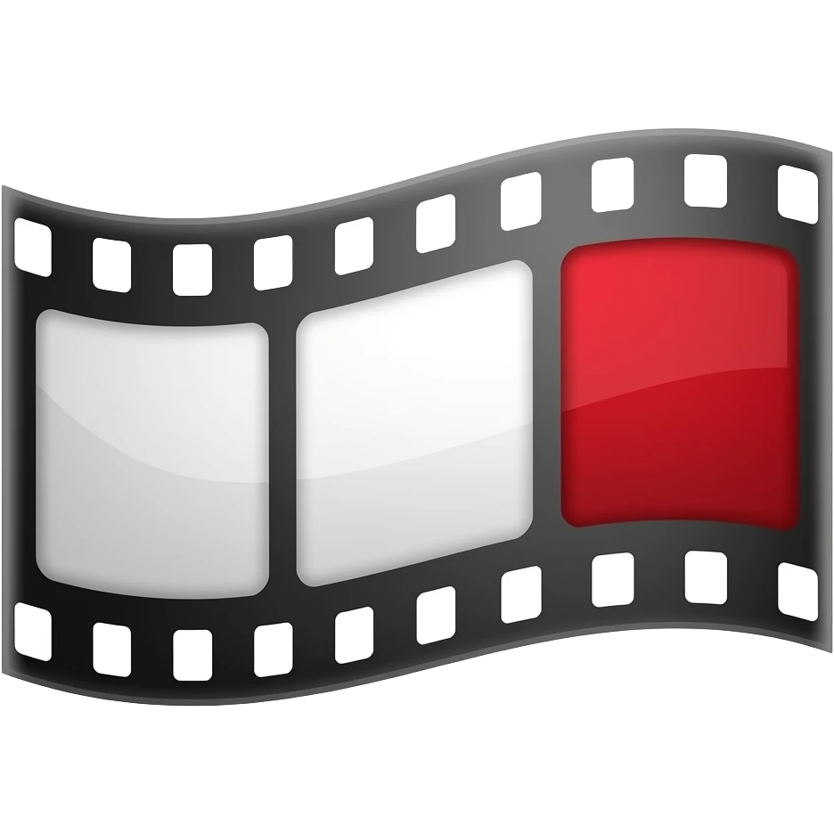 minimal luxury film strip logo, black white red palette, elegant clean design, soft glow, premium branding style, simple shapes, high-end corporate identity, balanced composition, ultra sharp details emoji