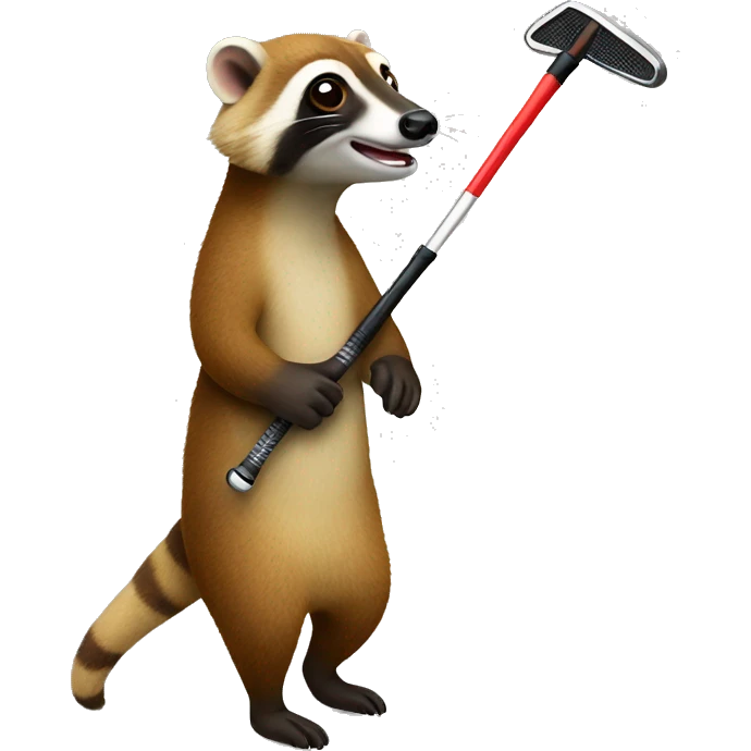 real coati with golf club emoji