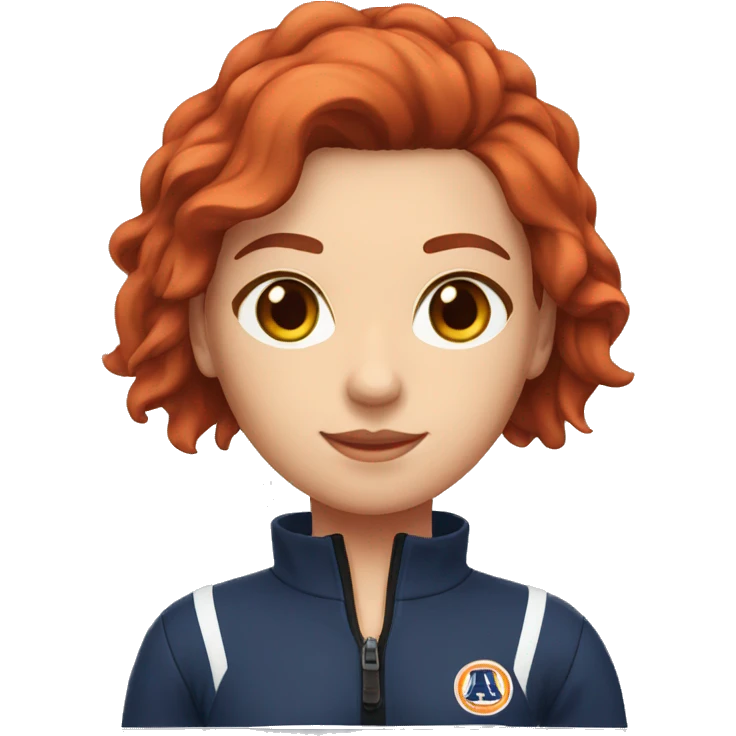 Female auburn hair lifeguard red bathing suit brown eyes emoji