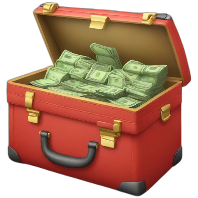 red briefcase opened full money inside emoji