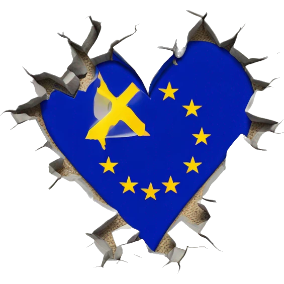 Broken heart with EU flag cracked emoji