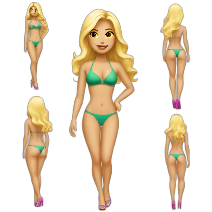 blond woman on hot bikini and high heels emoji