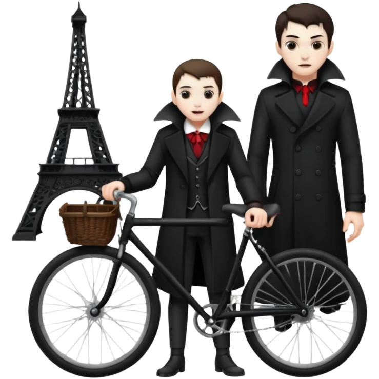 vampire stand back of the bicycle. emoji