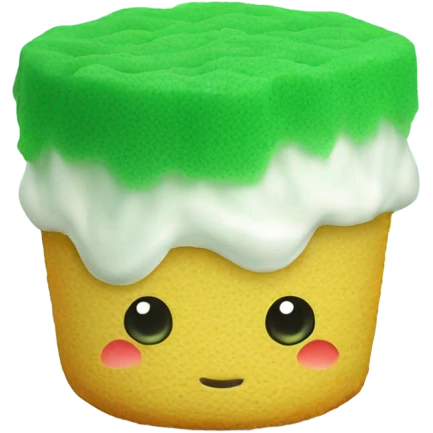 Yogurt covered green sponge emoji