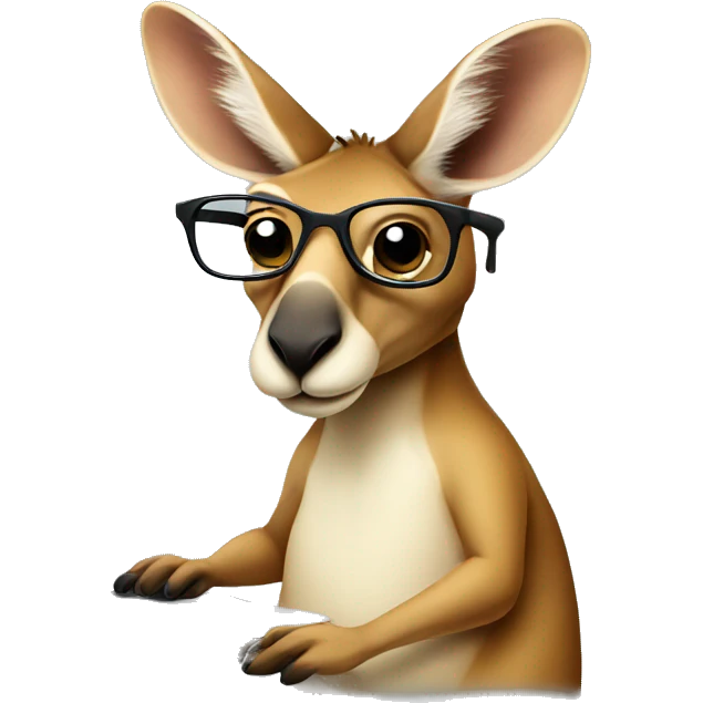 kangaroo with glasses and with laptop emoji