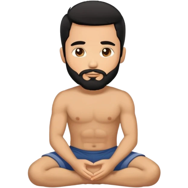 Man black hair Latino beard kneeling emoji