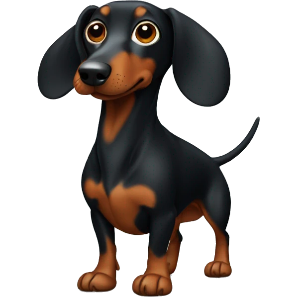 black weiner dog with long nose and big ears emoji